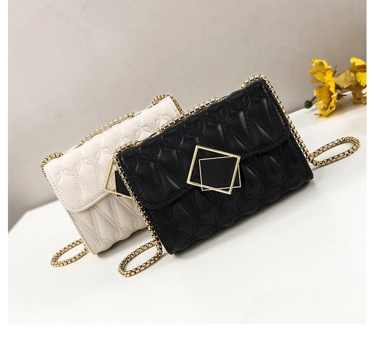 

Fast delivery Hot selling Pu clutch Small square chain shoulder hand bags designer purses Mini purses and handbags women, Black,white