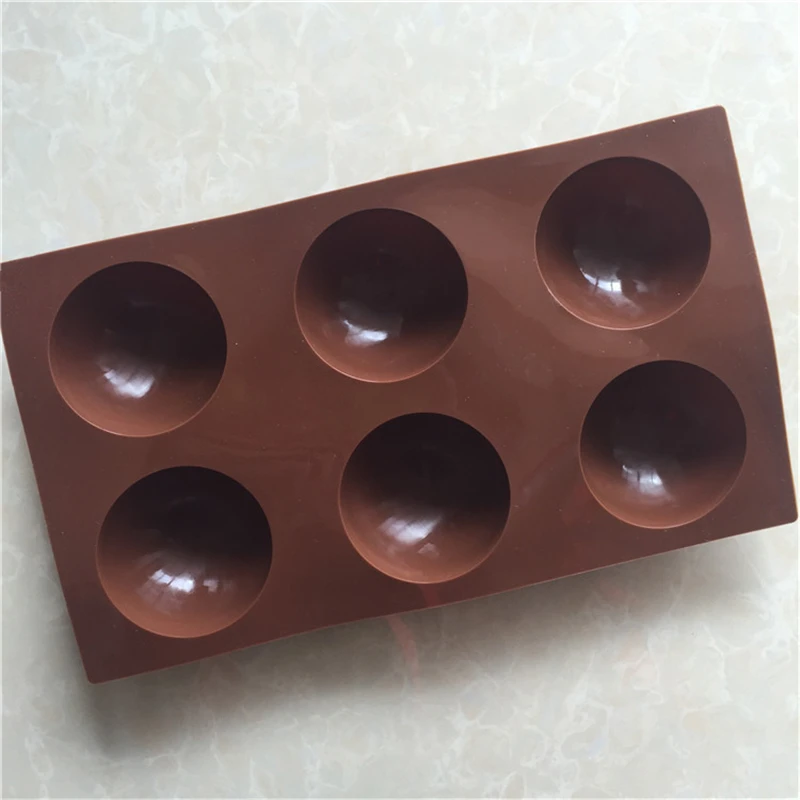 
M1753 6 cavity silicone semicircle circle molds chocolate bomb mold hot chocolate bombs 