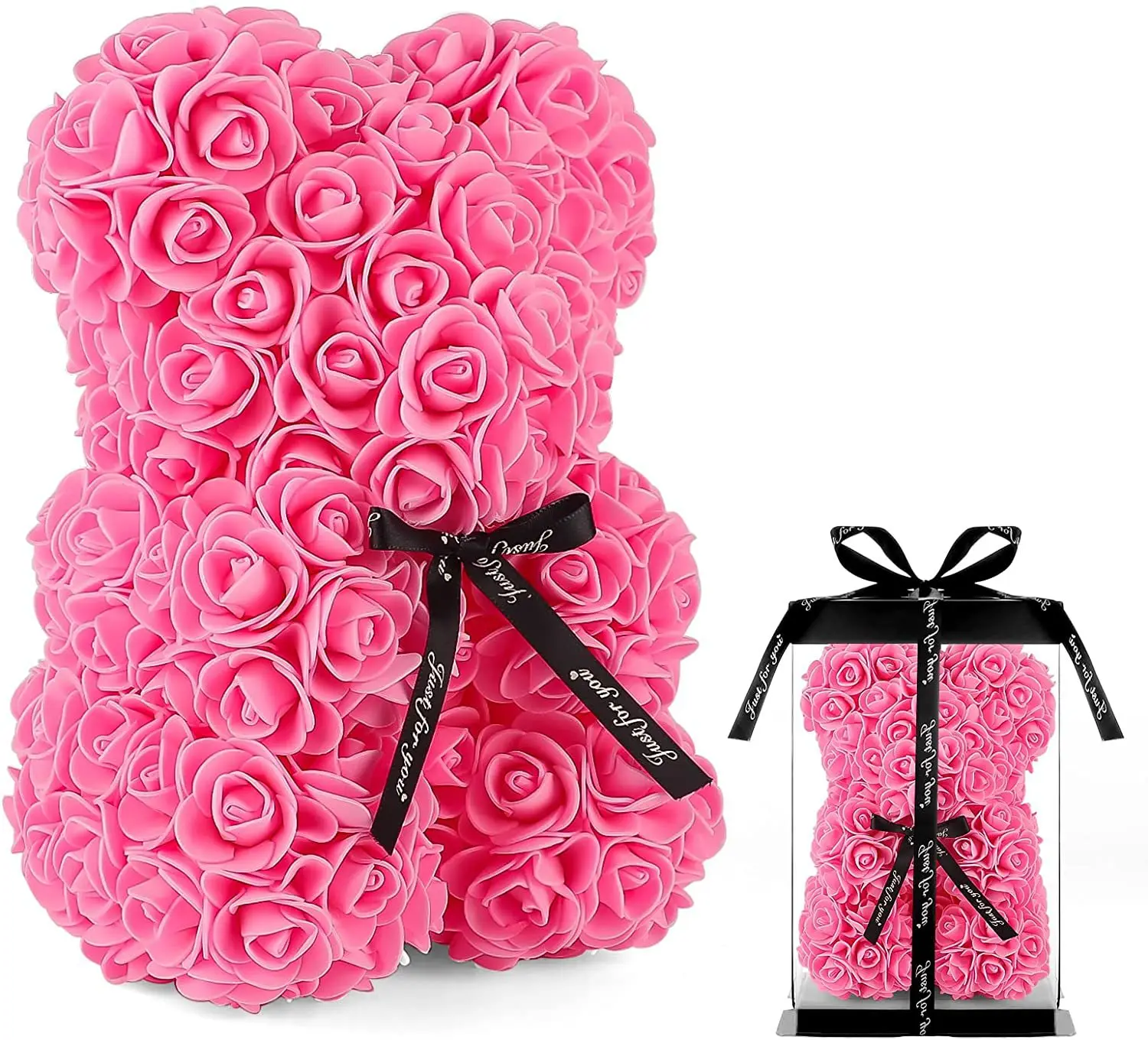 

2023 Valentine's Day Presents Artificial Foam Flowers Teddy Bear with Gift Box