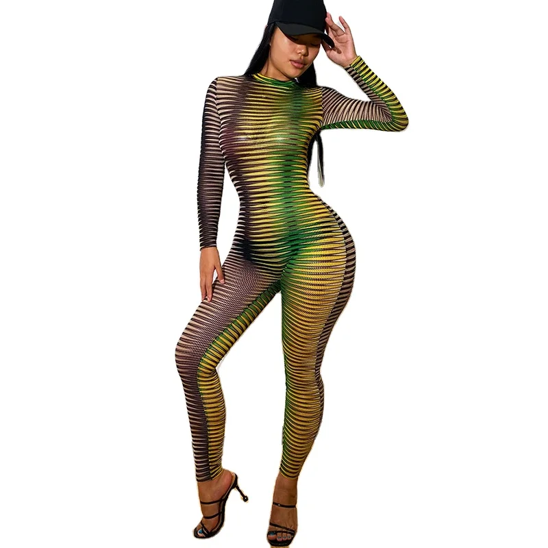 

Fall 2021 new arrivals see through design women full length sexy jumpsuit for ladies