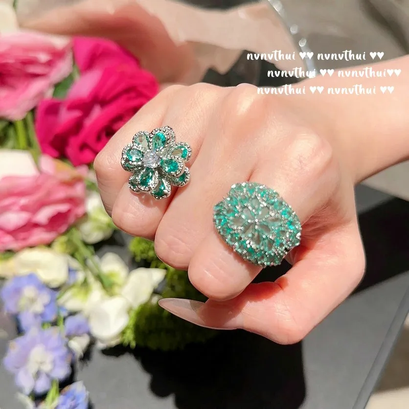 

Carline 2023 China Classic aquamarine gemstone stones vintage rings 18k gold plated yellow sunflower jewelry for women for women