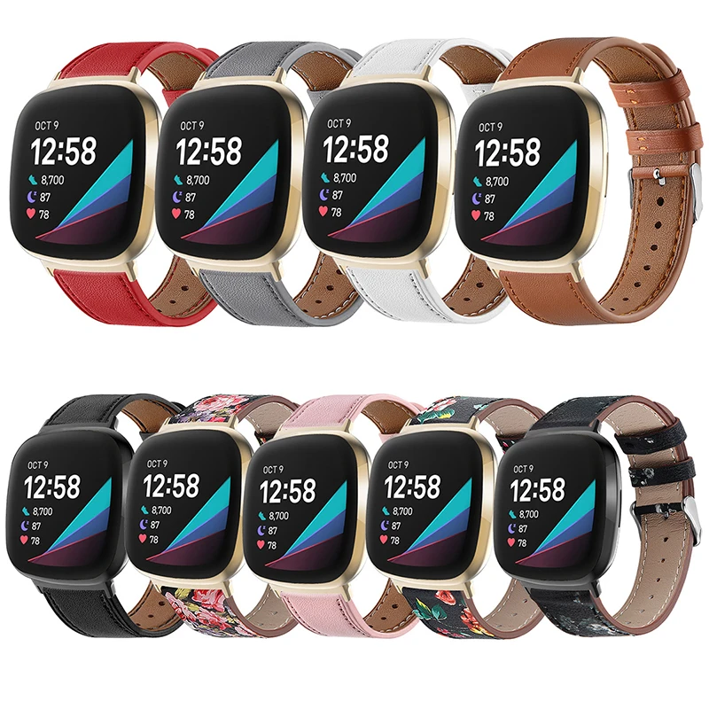 

BOORUI new design genuine learther watch bands for fitbit versa 3 band luxury strap for fitbit sense band, 9 kinds of color