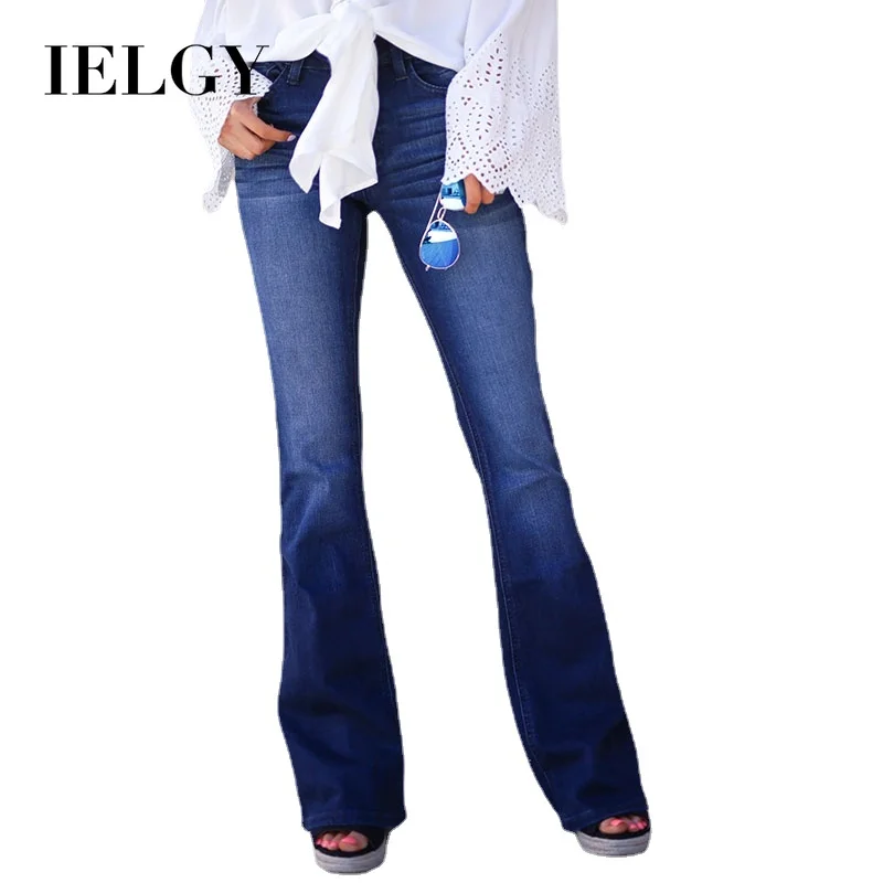 

IELGY The new ebay cross-border Amazon explosion models washed slim flared pants women's jeans