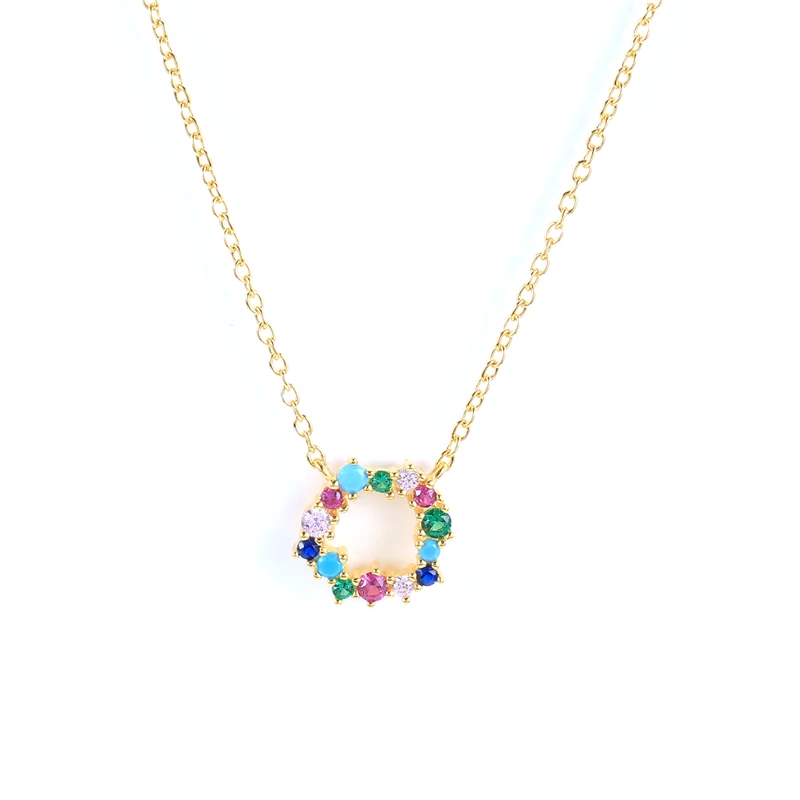 

ROXI new s925 18k gold women trendy rainbow 5A zircons circle necklace wholesale, Picture shows