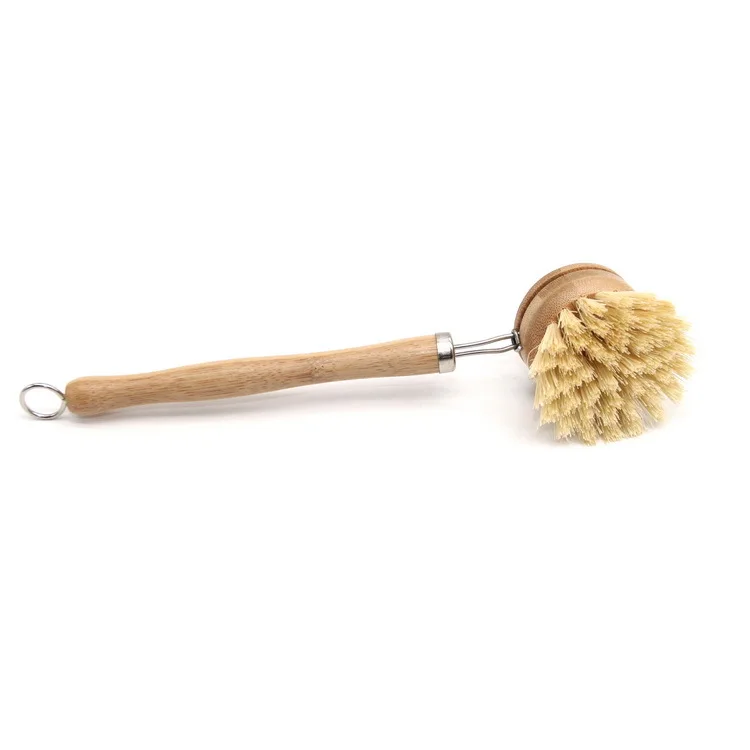 

Long handle kitchen cleaning brush, bamboo brush head, dishwashing pot brush, As photo