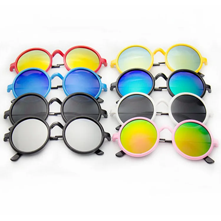 

children dazzling color reflective decorative stage performance glasses show boy and girls kids retro shades round sunglasses, Picture shown