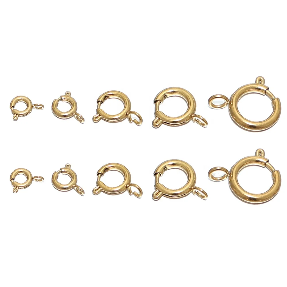 Gold Color Round Claw Spring Ring Clasps Hooks DIY Jewelry Making Necklace Connector Bracelet Supplies