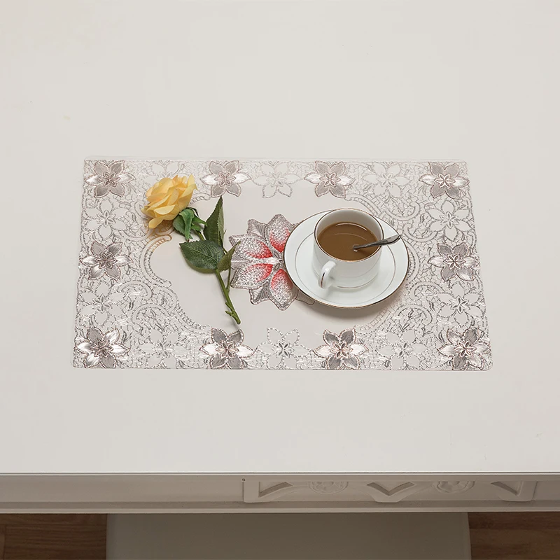 

PVC Hyacinth Disposable Dining Hotel Home Kids Set Table Place Mats Placemat, Silver, gold