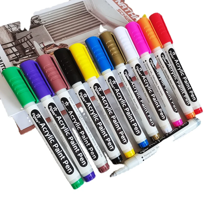 

Flysea Brand 12 Colors Acrylic Paint Marker Easy To Use Acrylic Paint Pens
