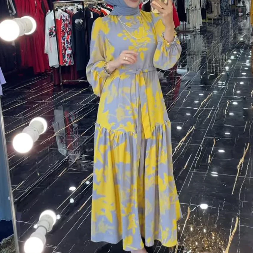 

Custom Plus Size Islamic Clothing Women Floral Designs Femmes Abaya Modest Dress Arab Women Muslim Dress