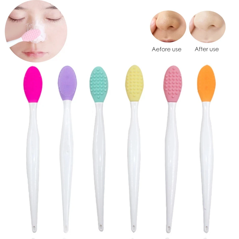 

Lip scrub brush, double-sided silicone exfoliating brush tool can gently clean the skin and lips, Pink,yellow,green,pink