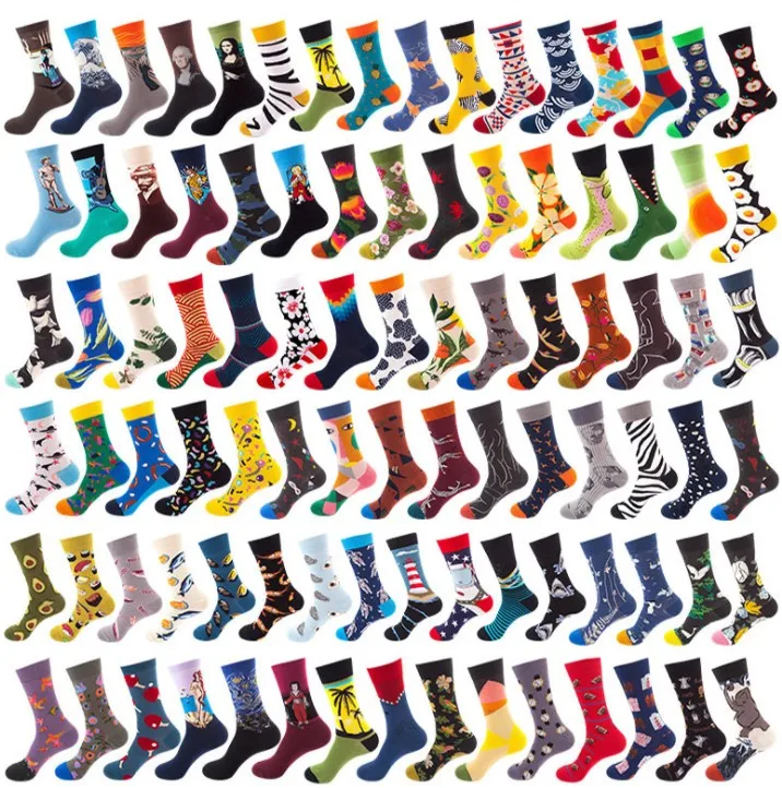 

Yueli China design Cheap wholesale custom cotton crew colorful dress funny unisex happy socks fashion business socks, Multicolor