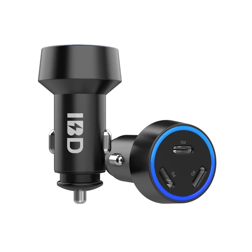 

2022 IBD OEM New Products 60W 3 Ports type c aluminium alloy Car Charger for iphone 13