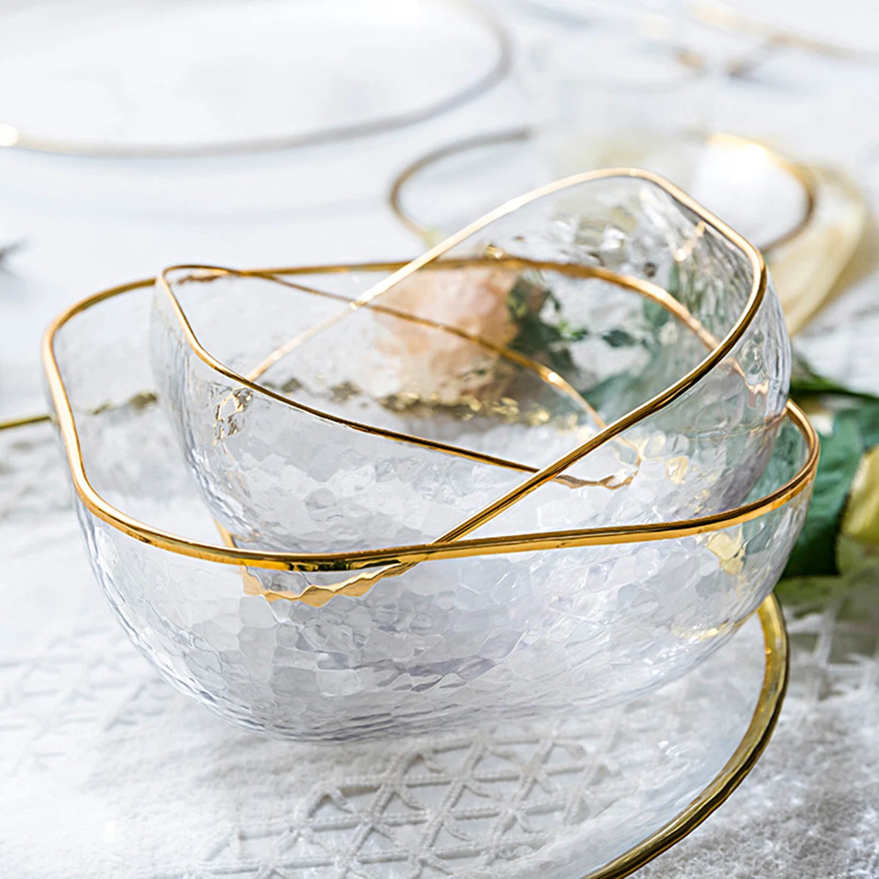 

MONAZONE 2020 Ins Style Hammered Glass Bowl Salad Bowl