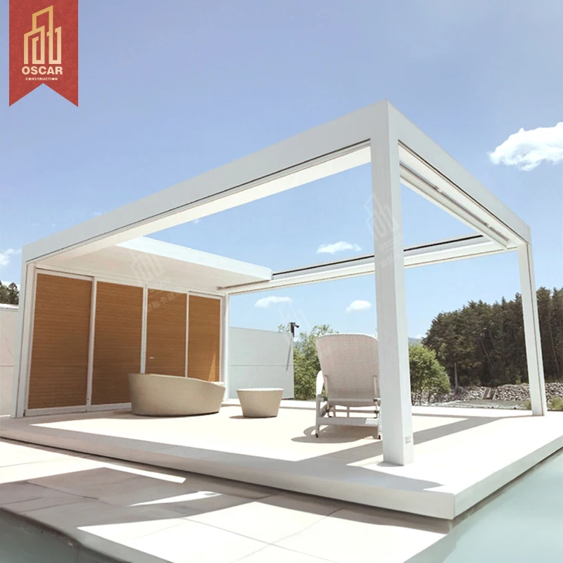 Prefab Modern Electric Motorized Canopy Louvered Roof System Kit Outdoor Gazebo Garden Bioclimatic Aluminium Retractable Pergola