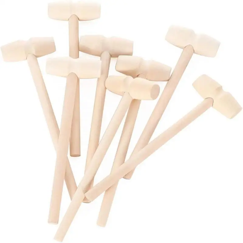 

Mini Solid Wood Children's Flat Head Toy Small Hammer Knocking Planet Cake Wooden Hammer Crab Lobster Seafood Crackers