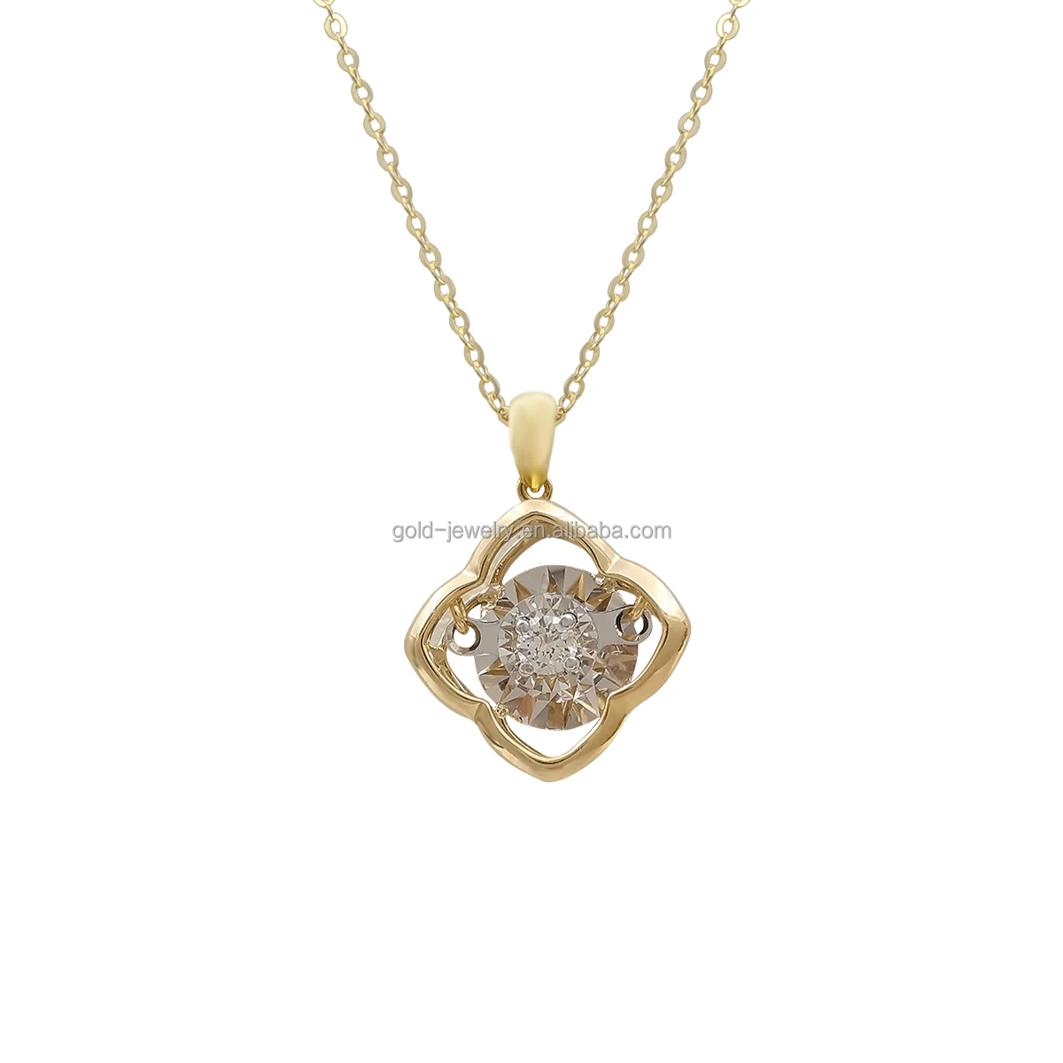 

Gold Necklace 18k AU750 Pure Gold jewelry Real Diamond Pedant Necklace Clover Shape Women Jewelry Wholesale