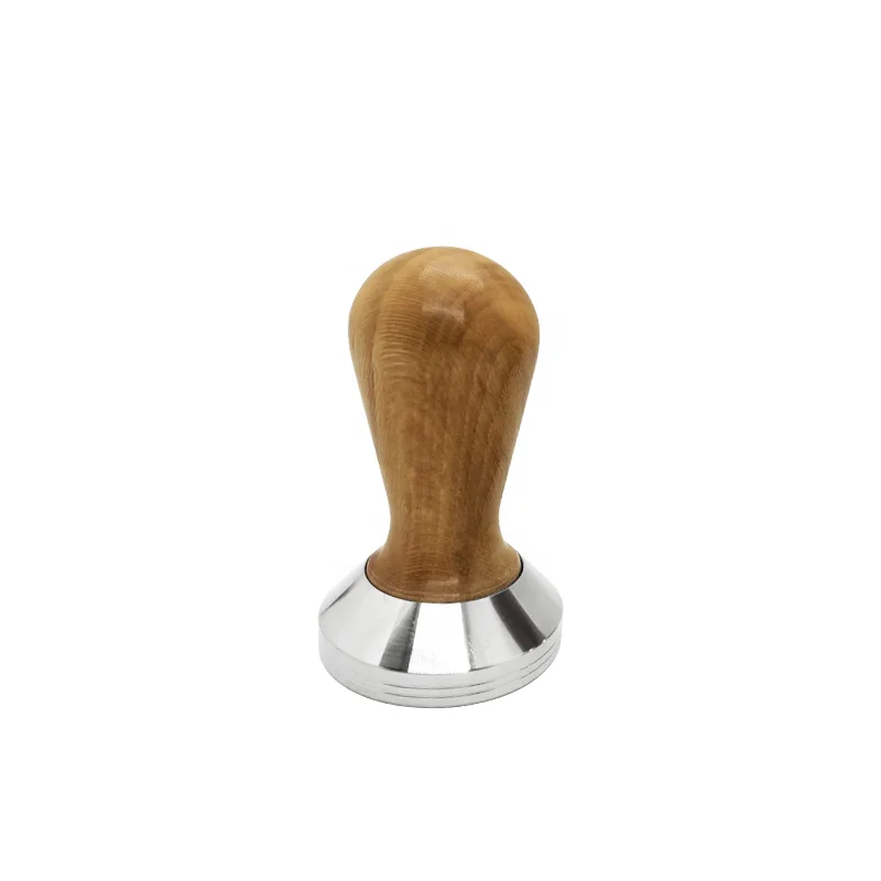 

304 Stainless Steel Flat Base Wooden Handle Coffee Distributor Coffee Tools Tamper 51mm Barista 58mm Tamper