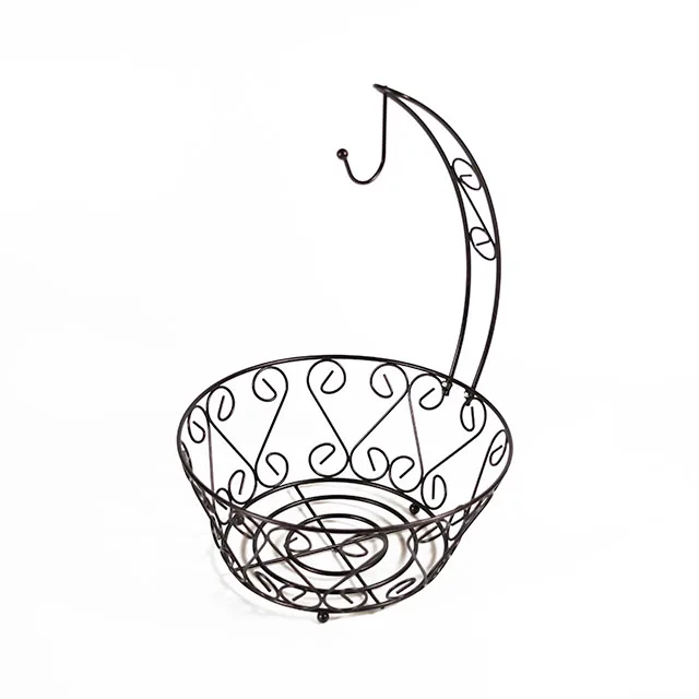 

High-quality kitchen wire metal fruit storage basket with banana hook can be customized
