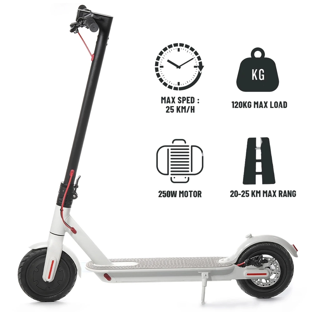 

2020 hottest 8.5 Inch Max 45 km Range two wheels fast europe warehouse small foldable off road cheap electric scooter adult, Black , white