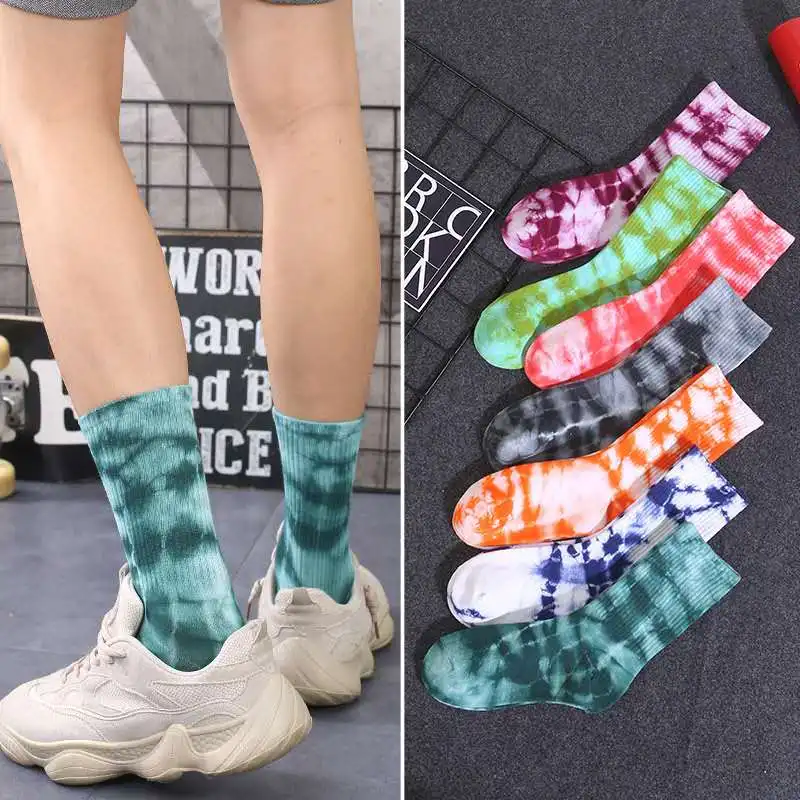 

Professional Manufacture Couple Pattern Unisex Cheap Young Street Skateboard Fashion Art Tie-dye Socks