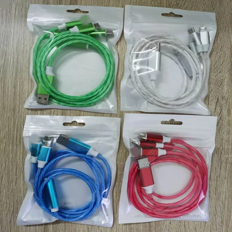 

High-tech smart luminous USB Fast Charging Data Cable USB Charger Wholesale Mobile Phone charging cable is stylish, Green, blue, red, colorful