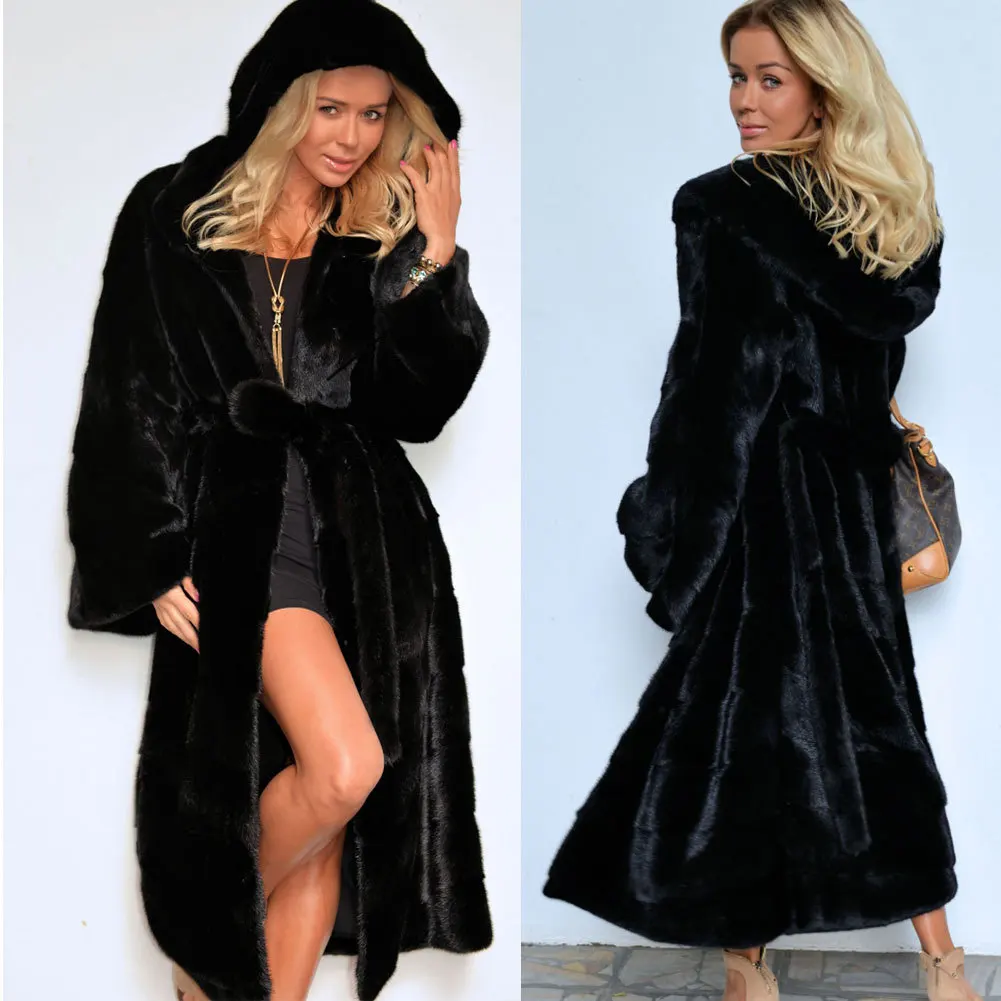 

2021 Winter Coat For Women Imitation Fur Coat Hooded Cotton-Padded Clothes Plus Size Fluffy Coat 4XL