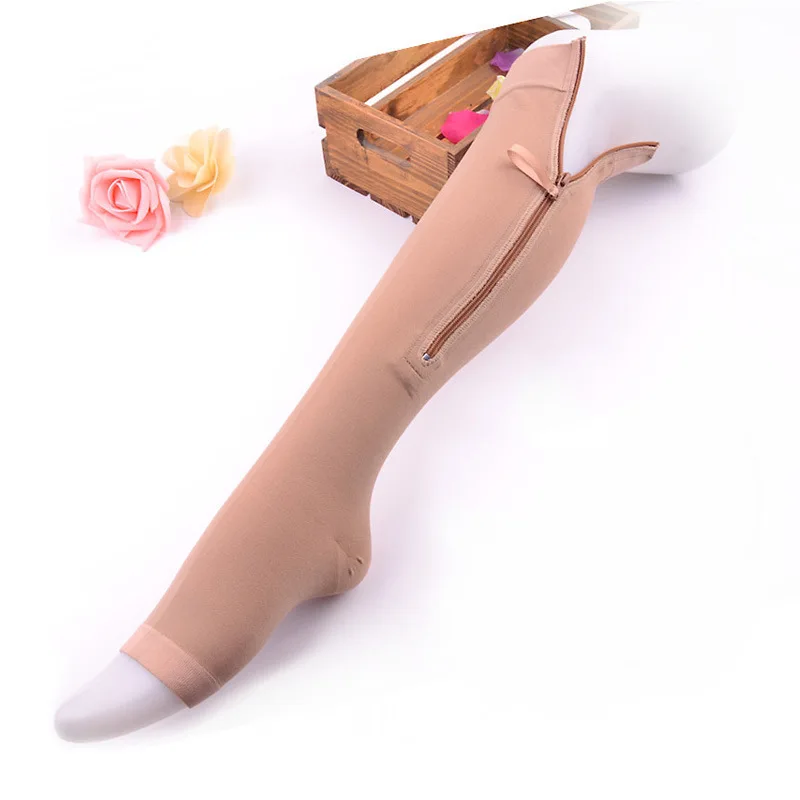 

Pressure section sock sleeve women's body shaping middle tube zipper function calf socks really follow the beautiful legs, Customized