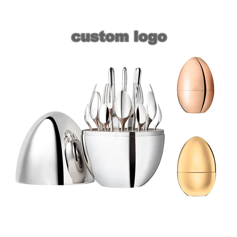 

18/10 luxury series tableware gift box set Mood silverware set 24 piece egg shell flatware set, Rose gold