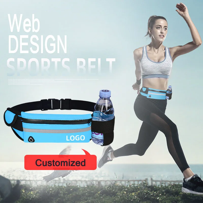 

Wholesale Neoprene Waterproof Fitness Pack Elastic Running Belt Sports Waist Bag With Bottle Holder