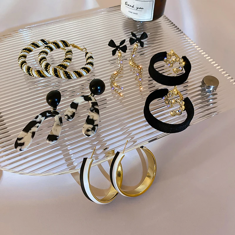 

fashion trendy oil drop hoop earrings black