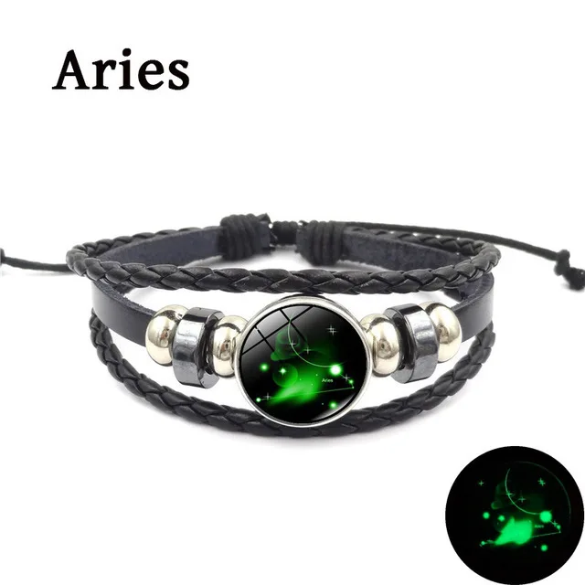 

Luminous Cancer Constellation Adjustable Jewelry Zodiac Custom Leather Wrap Zodiac Sign Bracelets