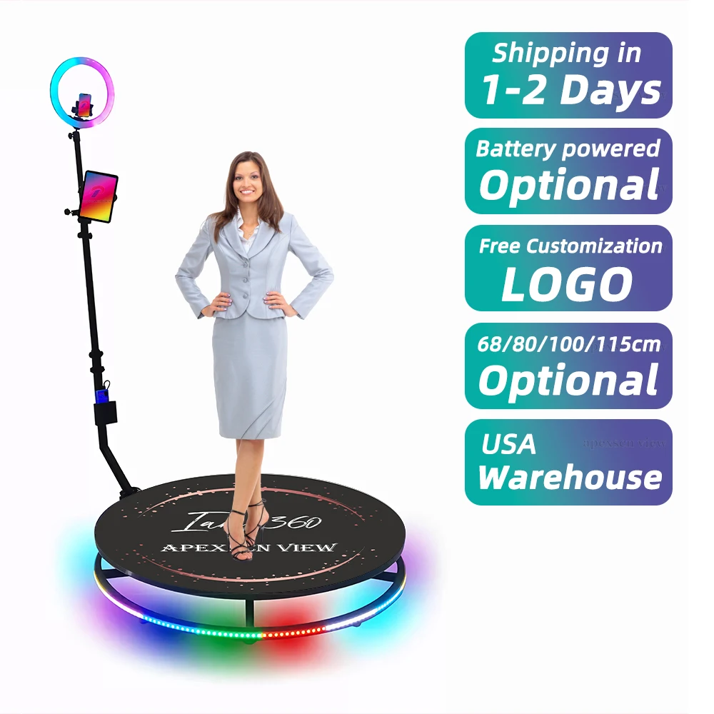 

Spin Video Booth with Software Logo Customization for Wedding Events 68cm 360 Photo Booth