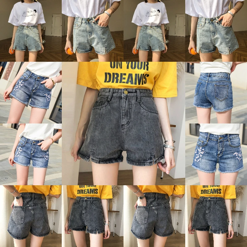 

Wholesale 2021 Summer Ladies High Waist Button High Quality Ripped Ladies Jeans Hot Denim Shorts