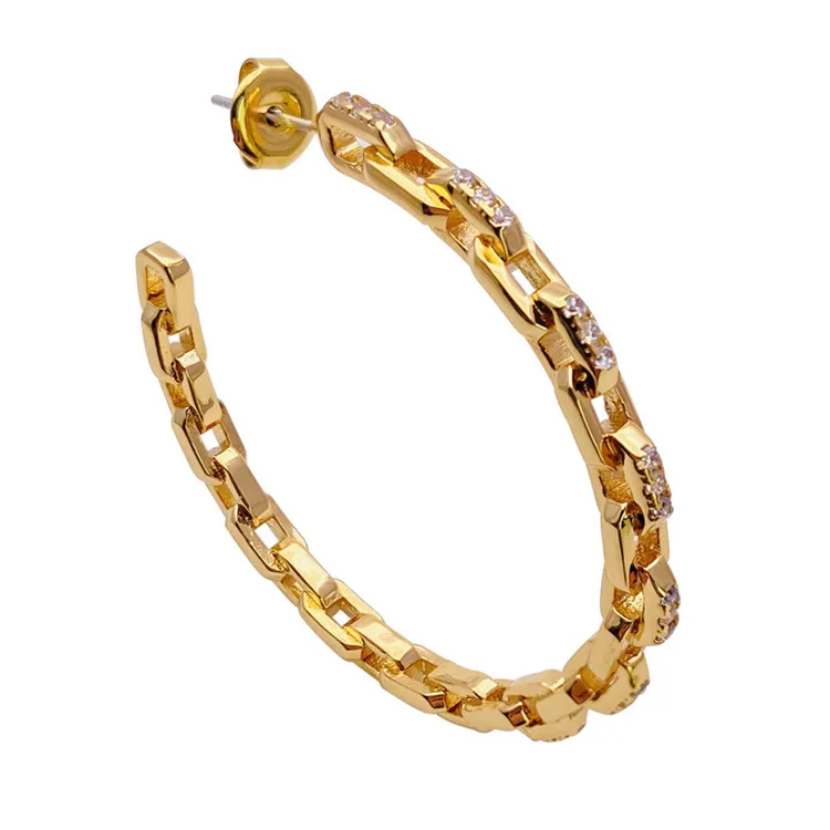 

Environmentally Friendly Brass Chain Jewelry Earings For Women Hoop Earrings