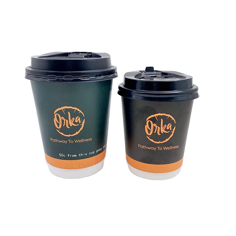 

Double Wall Paper Coffee Cup Custom Logo Printed Hot Drink With Lids Waterproof Insulated Paper Cup Disposable Cup