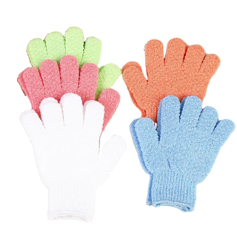 

Body Scrub Bath Glove Heavy Duty Finger Mitt Exfoliating Bath Wash Shower Body Scrubber for Adults&Kids Exfoliating Gloves, Pink/white/green/blue/orange/yellow