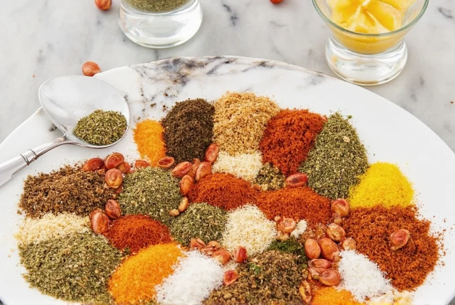 Close-up of sazon seasoning ingredients on a cutting board