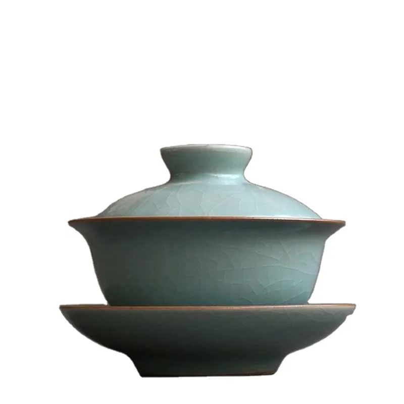 

Vintage Ru Kiln Kung Fu Pu'er Tea Bowl Chinese Ceramic Gaiwan Household Tea Tureen Teacup Teapot Drinkware Teaware Gift
