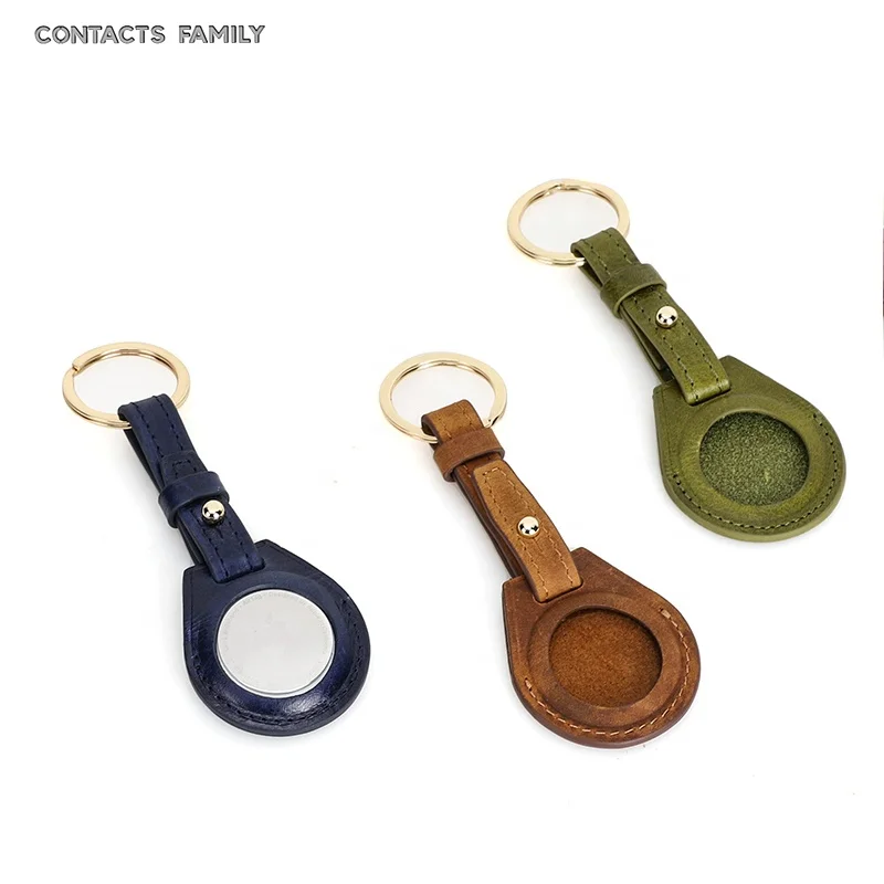 

Easy Carry Key Chain Ring Designed AirTag Holder Anti Lost Tracker Protector Genuine Leather Airtag Case Cover for Luggage Dog