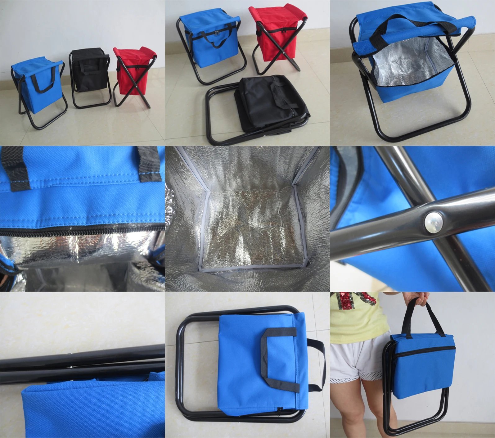 
Camping Backpack Portable Ultralight Fishing Beach STOOL seat with folding Cooler Insulated Picnic chair 