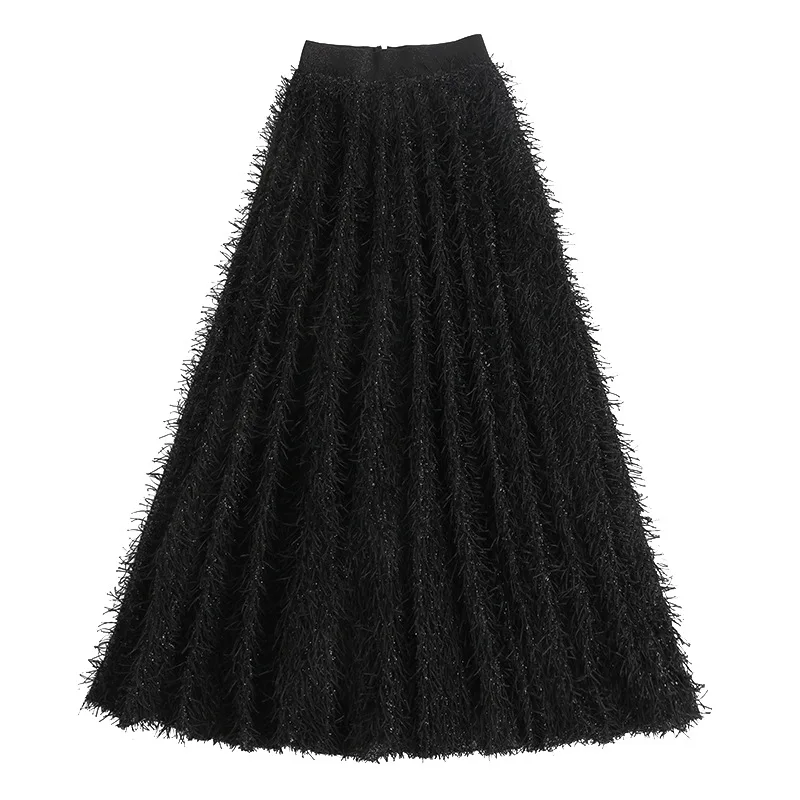 

Tassel Bright Silk Skirt Autumn and Winter Women's Skirt