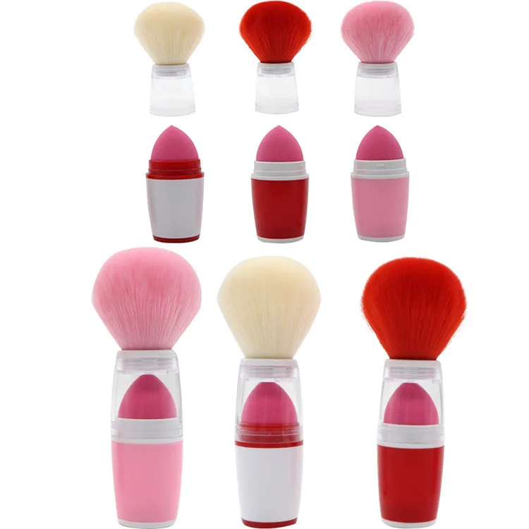

Red and Pink Telescopic Loose Powder Sponge Single 2 in 1 Makeup Brush Large Foundation Flat Brush Cosmetic Brush Tube, Red, pink, off white cosmetic brush tube