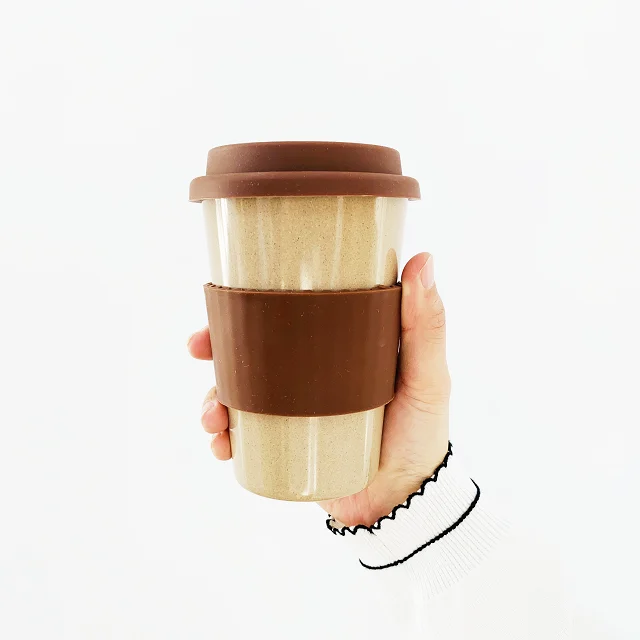 

Great material rice husk bamboo fiber eco friendly biodegradable coffee mug cups, Rice husk natural color