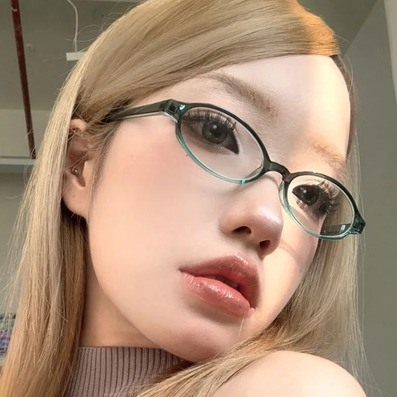 Y2K Spice Girls Narrow Frame Anti Blue Light Retro Small Frame Oval Women's Glasses Clear Lens Computer Protection Eyewear