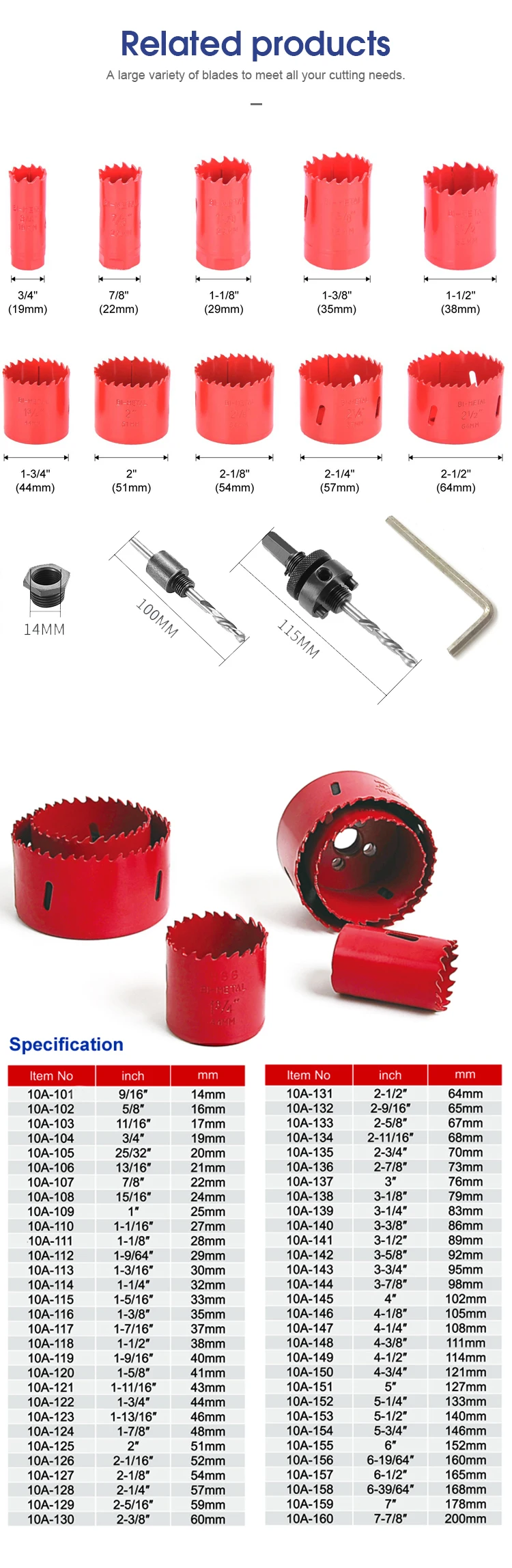 108mm bi-metal Drill Bit Cutter Round Circular steel hole saw machine for wood