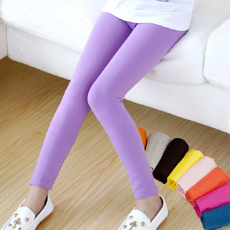 

Girl Pants Spring Summer Candy Color Girls Leggings Skinny Pants Children Kids Elastic Leggings Solid Color Cropped trousers, As picture