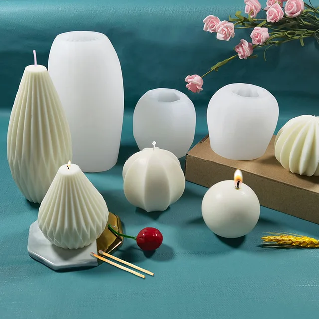 

Pear scented candle silicone mold DIY bottle fan-shaped handmade soap gypsum diffuser moldes para velas, Random