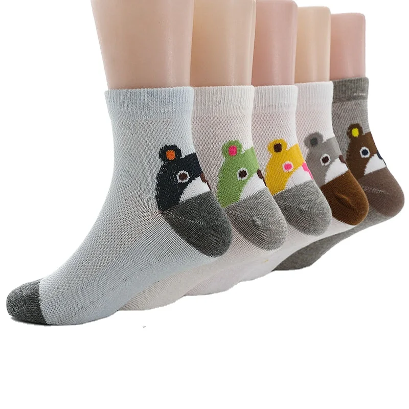 

[5 Pairs] Children's Socks Summer Thin Cotton Mesh Breathable Big Kids Socks