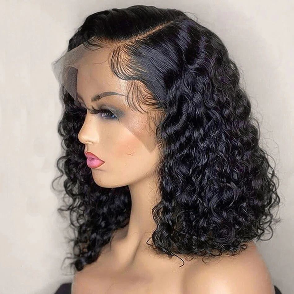 

Ombre highlight color pixie cut wigs cheap wigs human hair lace front short curly water wave human hair wigs for black women